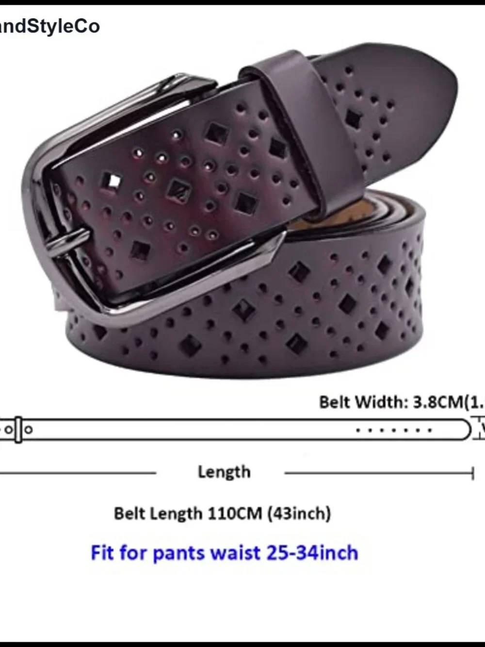 Genuine Leather Hollow Belts for Women with Pin Buckle Waist Belt